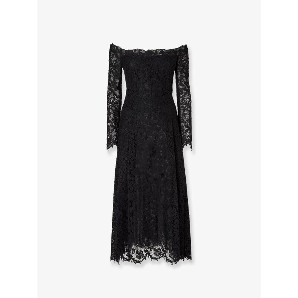 Fendi Women Black Macrame Lace Dress